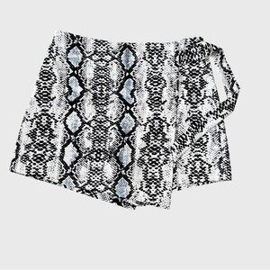 SHEIN Snake Print Wrap Skort with D-Ring Belt